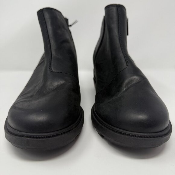 Sorel Evie II Zip Waterproof Leather Ankle Bootie Womens 9 Black Wedges City NWT - Picture 4 of 16